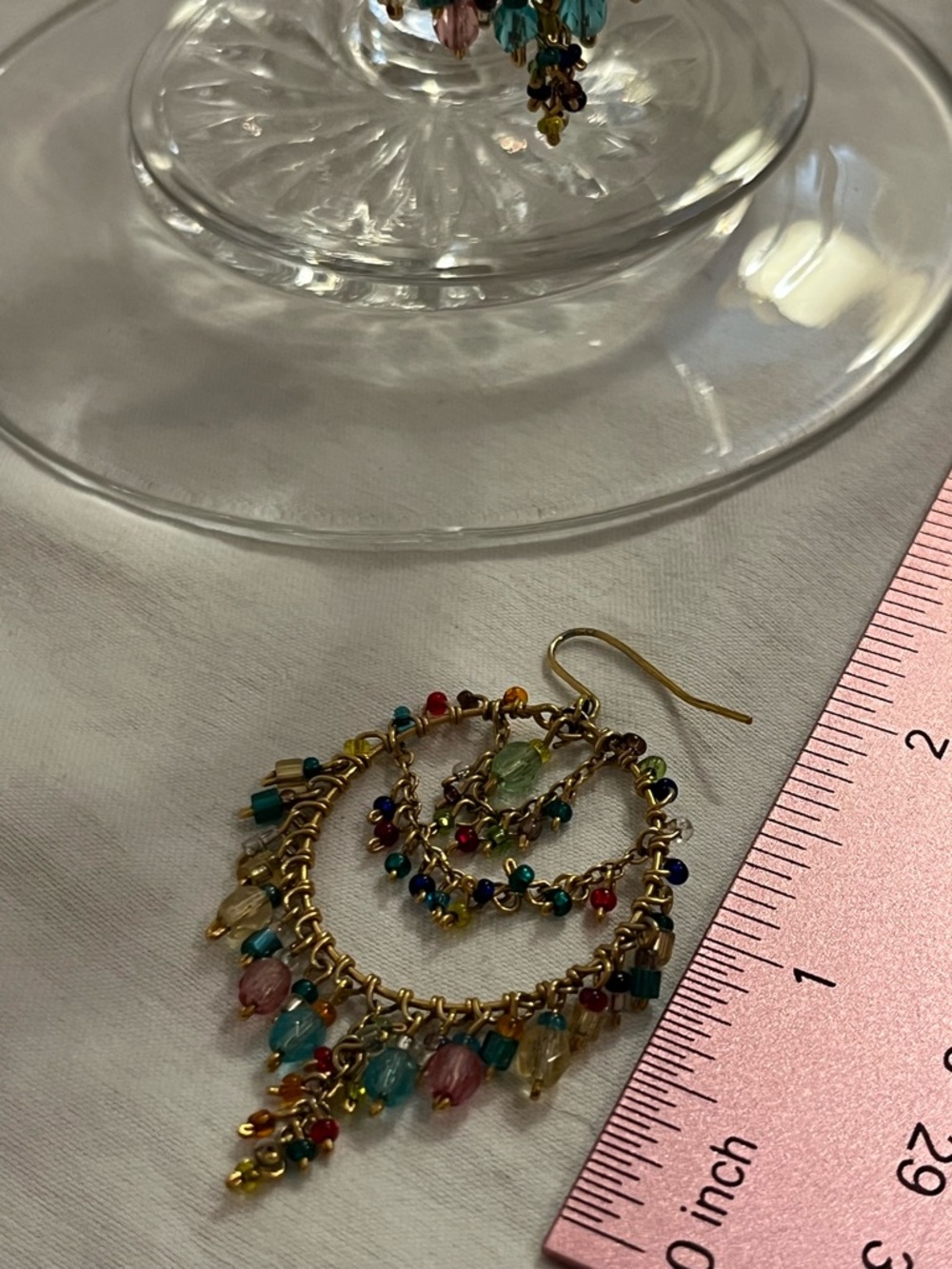 Gold-Tone Multi-Color Beaded Hoop Earrings
